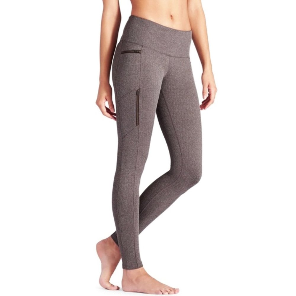 Athleta Sly Drifter Tights Herringbone Tweed Moto Skinny Stretchy Edgy Pants XS